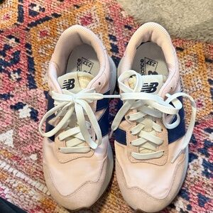 New Balance Cream and Navy Sneakers